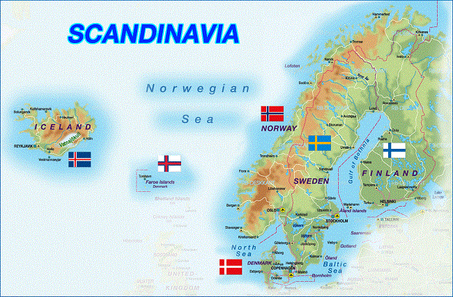 Карта - Скандинавский полуостров